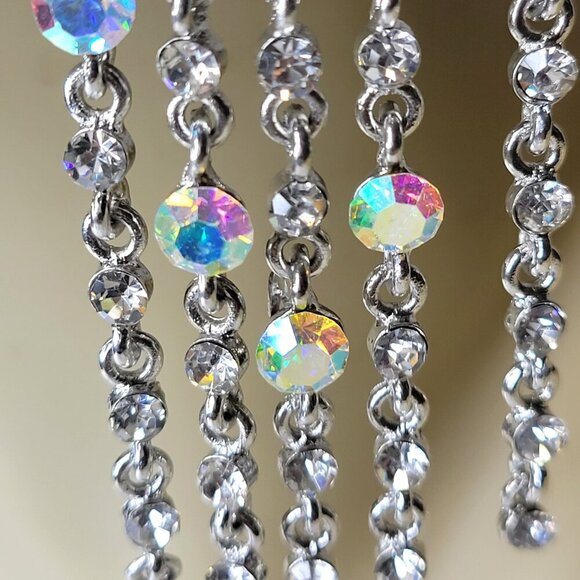 Chandelier Crystal Earrings Aurora Borealis Crystal Earrings Bridal Earrings - Picture 6 of 7